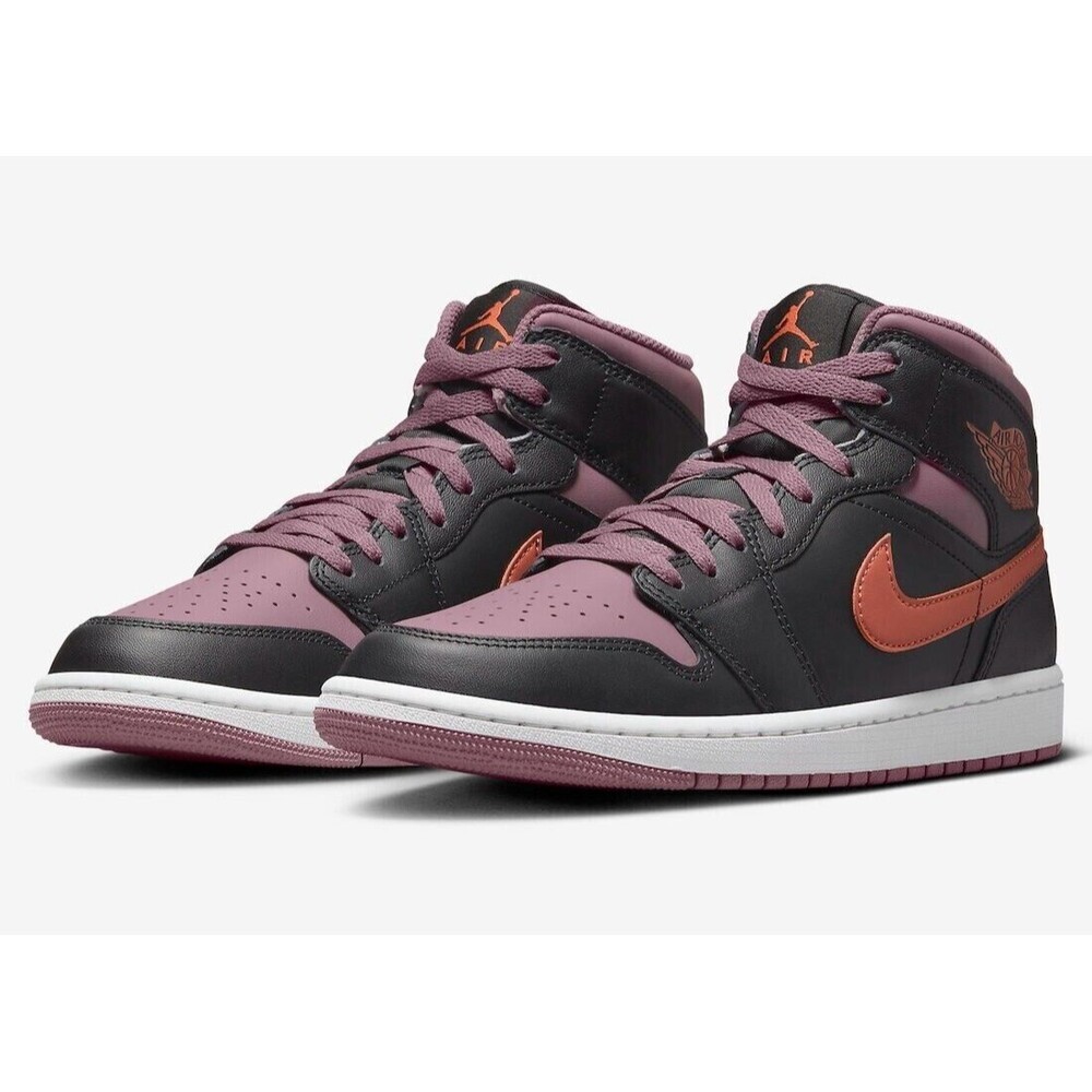 Nike Air Jordan 1 Mid Shoes Men Size 10.5 Sky J Mauve Black Orange FB9911-008
